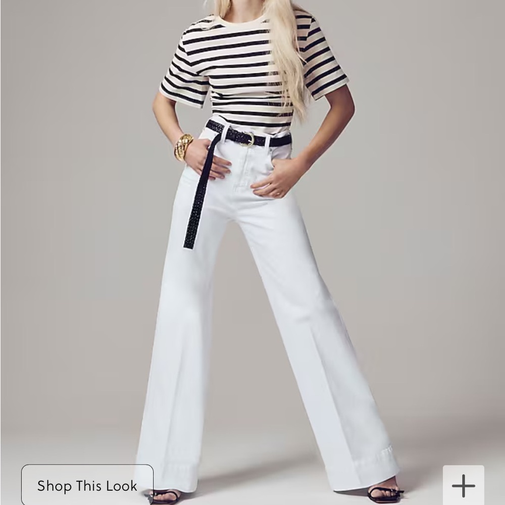J. Crew White Flare Wide Leg Jeans High-Waisted